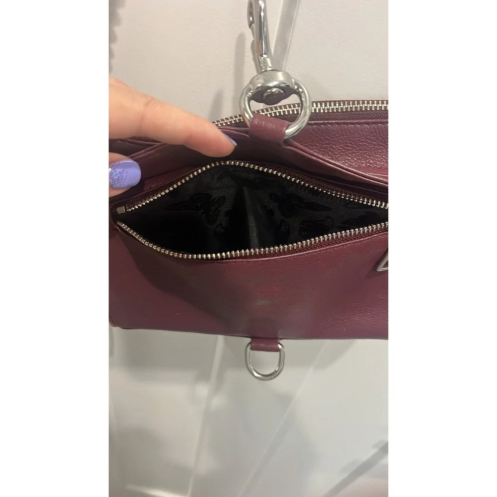 Rebecca Minkoff Crossbody Purse Leather Silver‎ Hardware Burgundy Color Bag